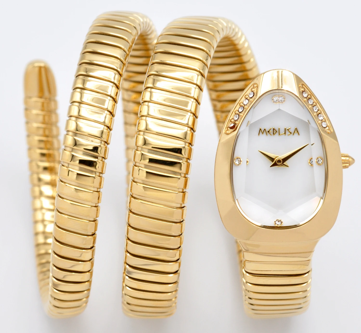 2026 High Quality Gold Diamond Set Snake Shaped Dress Watch Bangle Style Fashionable Unique Brand Same Style Women's Wristwatch S8b61311309334e398b24445ea35b2b9df