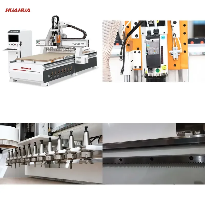 2026 CE HUAHUA SKG-812M Stable Quality Cnc Router Wood Carving Machine with Linear Type Tool Magazine
