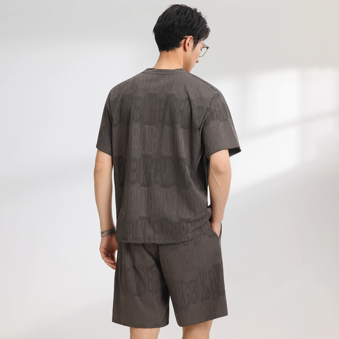 【Top 5-Point Pants】Men's T-Shirt Set Summer Fashion Crew Neck Sports Casual Cycling Jogging Daily Outing Breathable Comfortable view 5