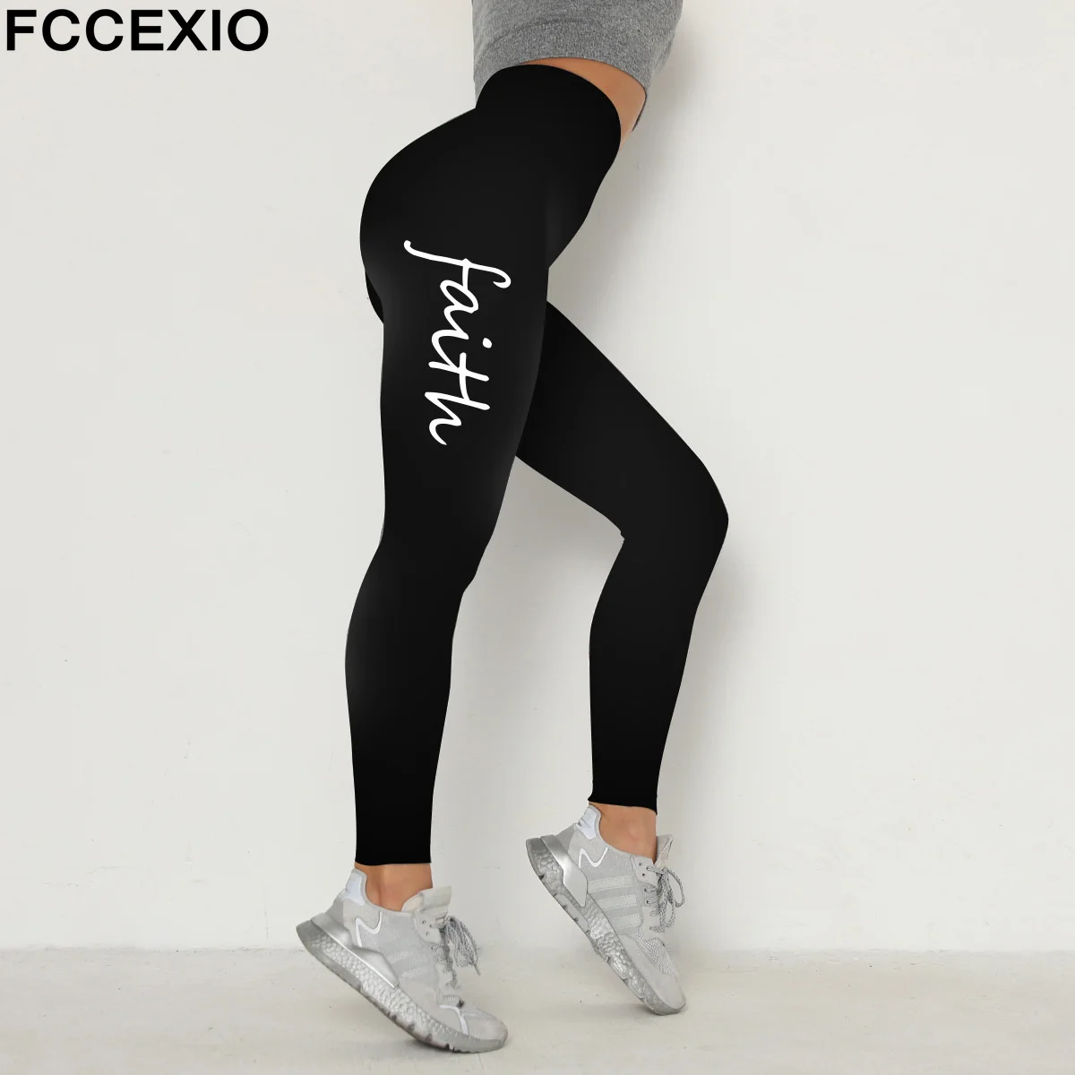 

FCCEXIO Fashion Letter 3D Print Women Sports Leggings High Waist Running Sexy Tight Fitness Workout Yoga Gym Push Up Pants