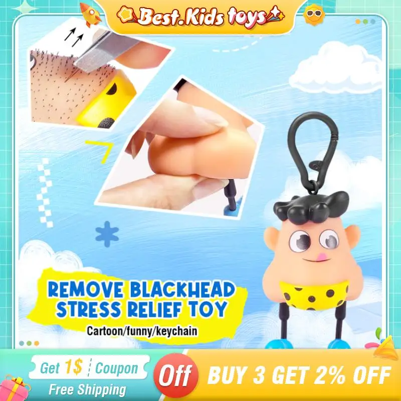 

Novelty Pull Squeeze Blackhead Pimple Stress Relief Adult Fidger Toys Blackhead Gag Funny Keychain Squeeze Toy April Fool's Gift