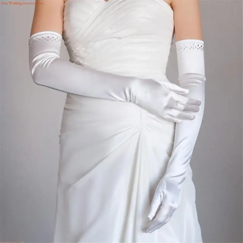 

G92D Белые перчатки для женщин и девушек на тематической вечеринке Комфортно носить эластичные ночные кристаллические перчатки