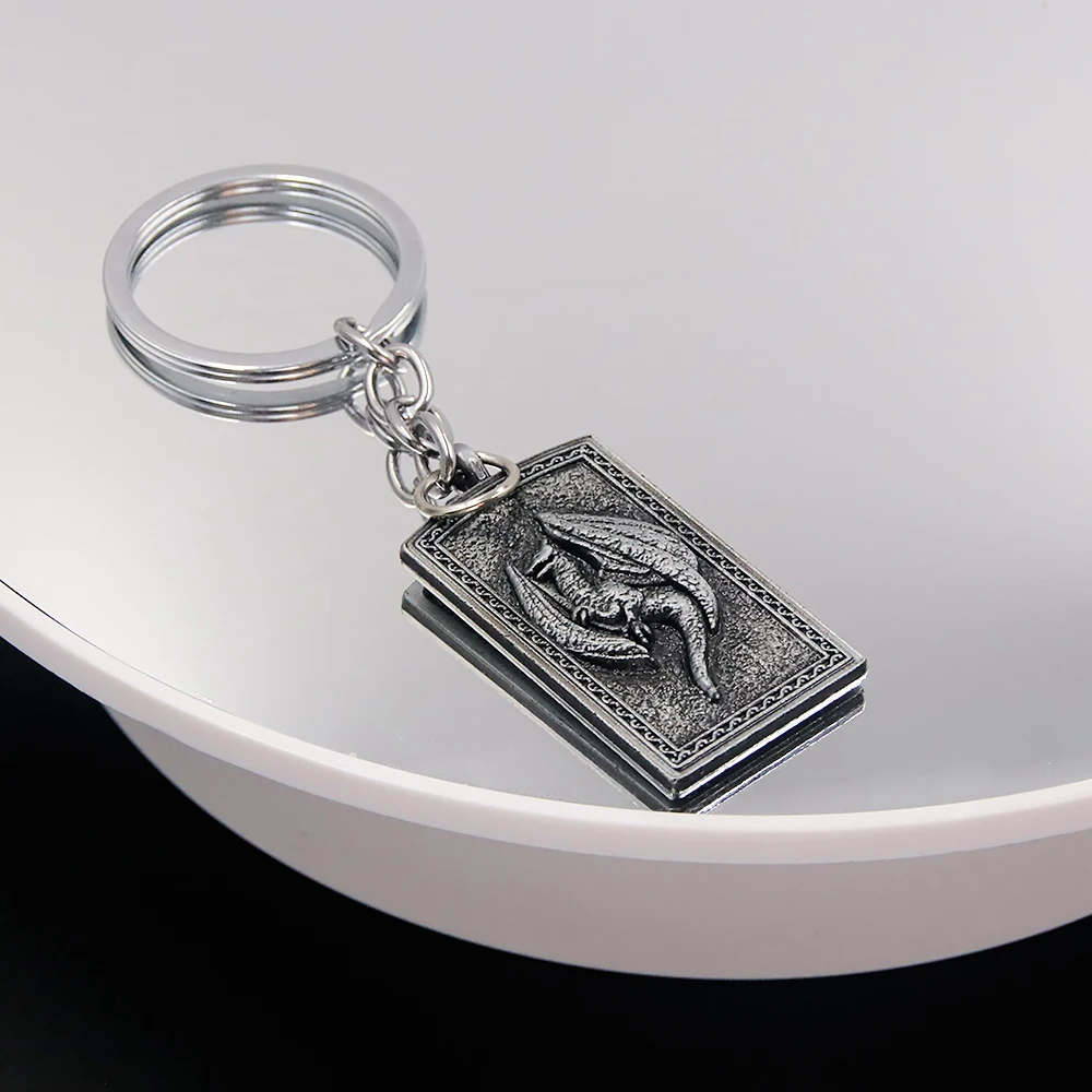 Game Retro Ancient Dragon Relief Shield Keychain Pendant Key Ring Amulet Keychain Unisex Jewelry Accessories Fans Gift