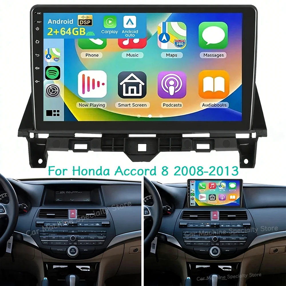 

9-дюймовая автомагнитола Android 15 для Honda Accord 8 2008-2013 с Carplay, Android Auto, DSP, FM/RDS, GPS-навигацией, WiFi, Bluetooth, 2+64 ГБ
