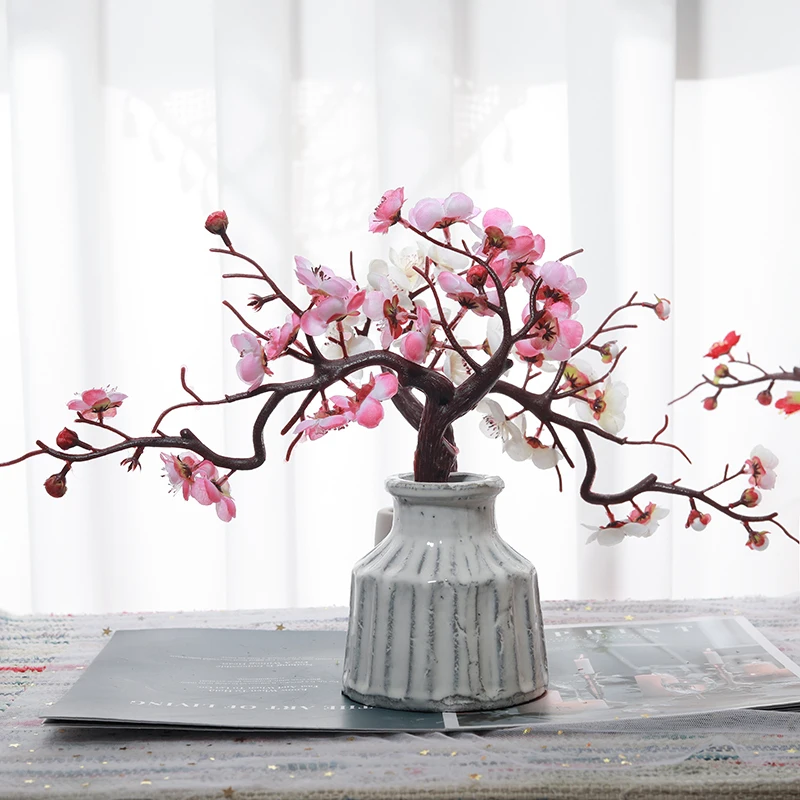 Artificial Cherry Flowers Plum Blossom Silk Wedding Supplies Home Living Room Christmas DIY Table Decoration Sakura Fake Floral