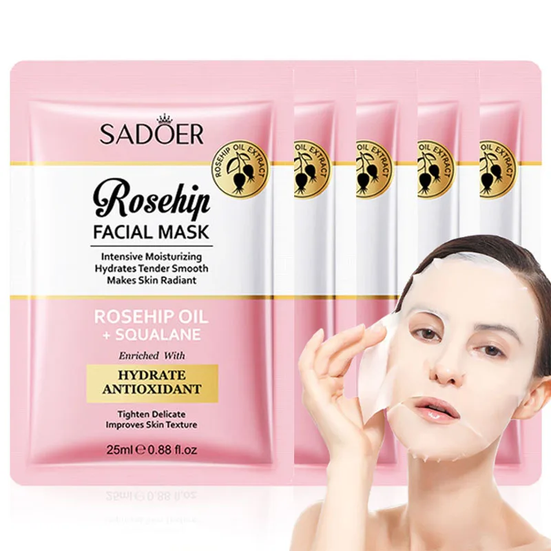 5/10pcs SADOER Rosehip Face Mask Anti Wrinkle Moisturizing Whitenting Hydrating Facial Masks Skin Care