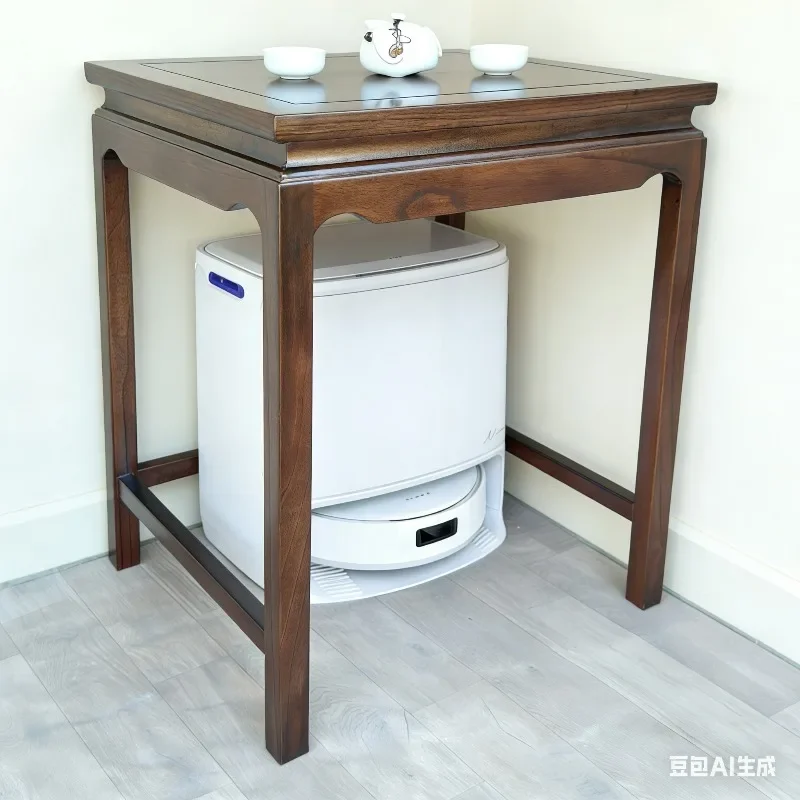 Sweeping robot shelf living room solid wood fish tank rack sofa side table corner printer table removable coffee table