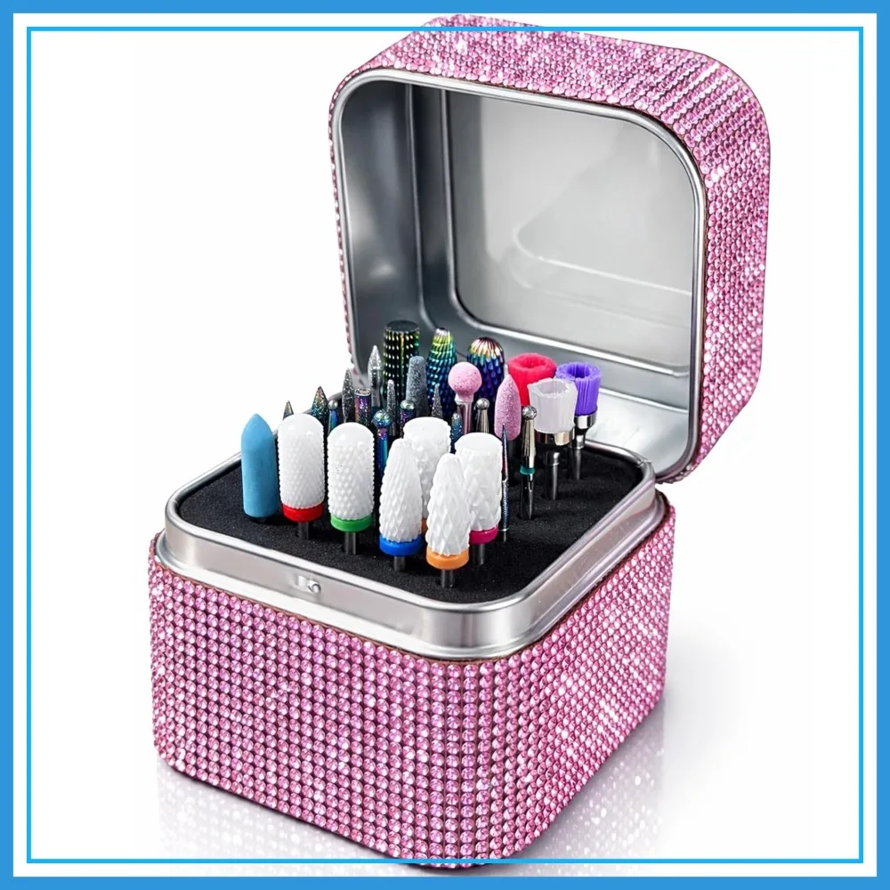 

Nail Drill Bit Holder, Dustproof 30-Hole Organizer Case for Efile Bits, Manicure Storage Box for Salon, Travel, Home