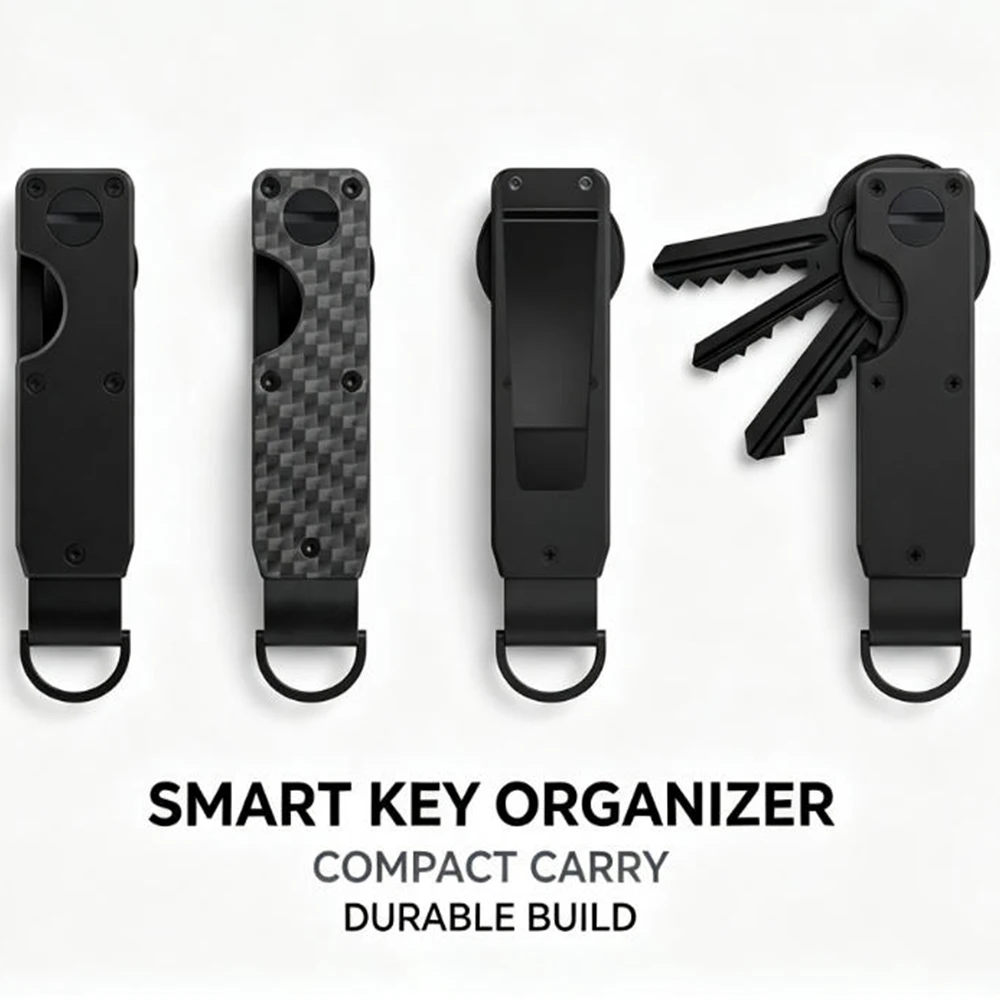Schlüssel-Organizer - Kompakter Metallischer Schlüsselhalter, Minimalistischer Innovativer Schlüsselhalter, Intelligenter Schlüsselanhänger für 2-6 Schlüssel – Detail 11