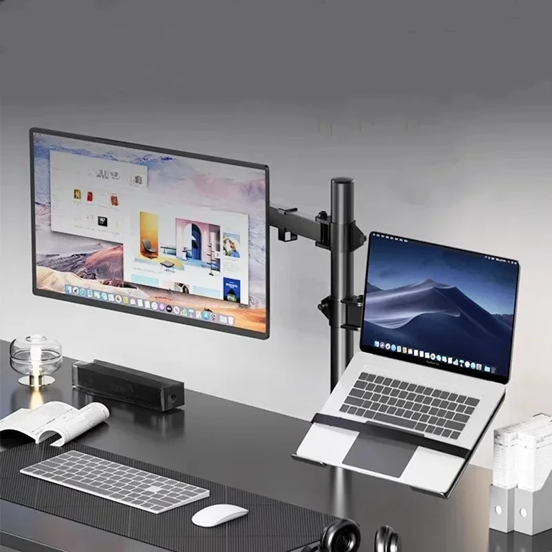 

Dual Monitor Stand, Holds Screen up to 27inch, Universal Freestanding Monitor Stand Adjustable Height, Tilt, Swivel, Rotation