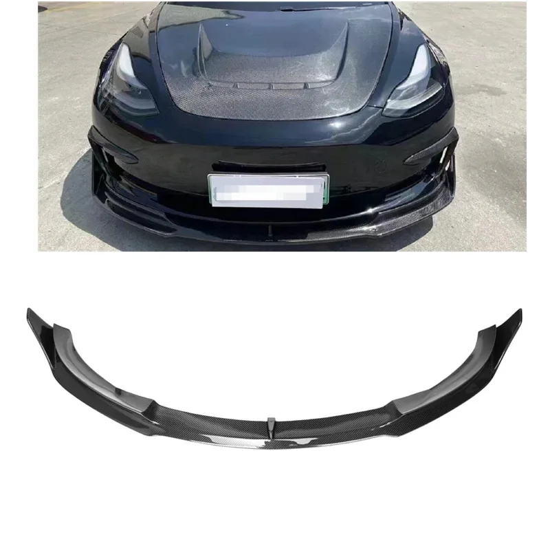 

For Tesla Model 3 V Style Dry Carbon Front Lip Trim Bumper Splitter Protector