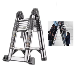 Household Telescopic Ladder Portable Thickened Aluminum Ladders 4.2M Engineering Outdoor Folding Ladder