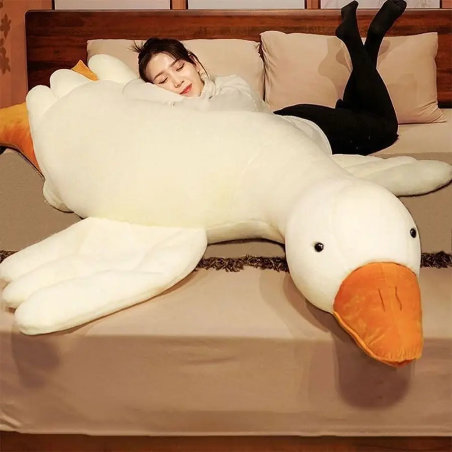 

Giant White Goose Plush75 in Soft Furry Swan Stuffed Animal Pillow,Huge Goose Plush Hugging Pillow Gifts for Every Age 75in