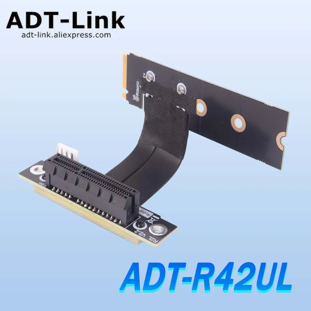 ADT-Link M.2 NGFF NVMe Key M to PCIe 3.0 X4 Extender Adapter Jumper 90° Turn GPU Graphics Video Card Riser Card for M.2 2280