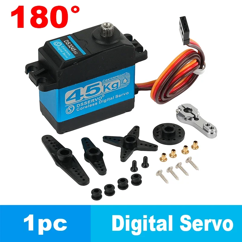 45kg.cm コアレス デジタル RC サーボ 7.4V IP66 防水 180 ° /270 °   1:8 1:10 Baja/ロボティクス用の 25T アーム付きプログラマブルメタルギア
