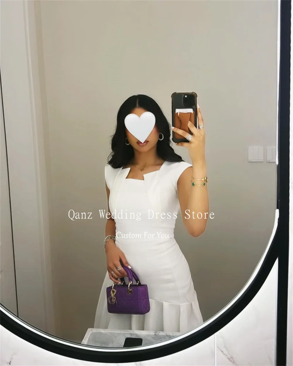 Qanz-vestido De Fiesta De boda De satén árabe, chaqueta personalizada, Vestidos De Novia hasta la rodilla, Vestidos Para Mujer Elegantes Fiesta Largo