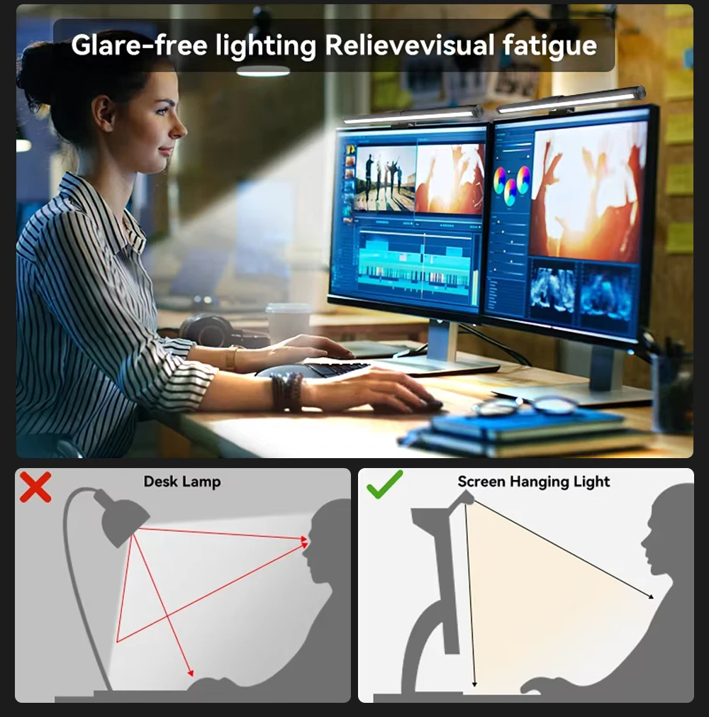 LED الكمبيوتر شاشة الكمبيوتر ضوء بار شاشة التحكم عن بعد مصابيح تعليق للزينة USB RGB مصباح ستبليس عكس الضوء لإضاءة ألعاب المكتب