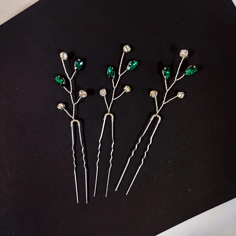 Хрустальный головной убор, свадебные аксессуары для волос, заколка для волос с зелеными стразами, винтажный головной убор невесты для женщин, свадебные прически, ювелирные изделия