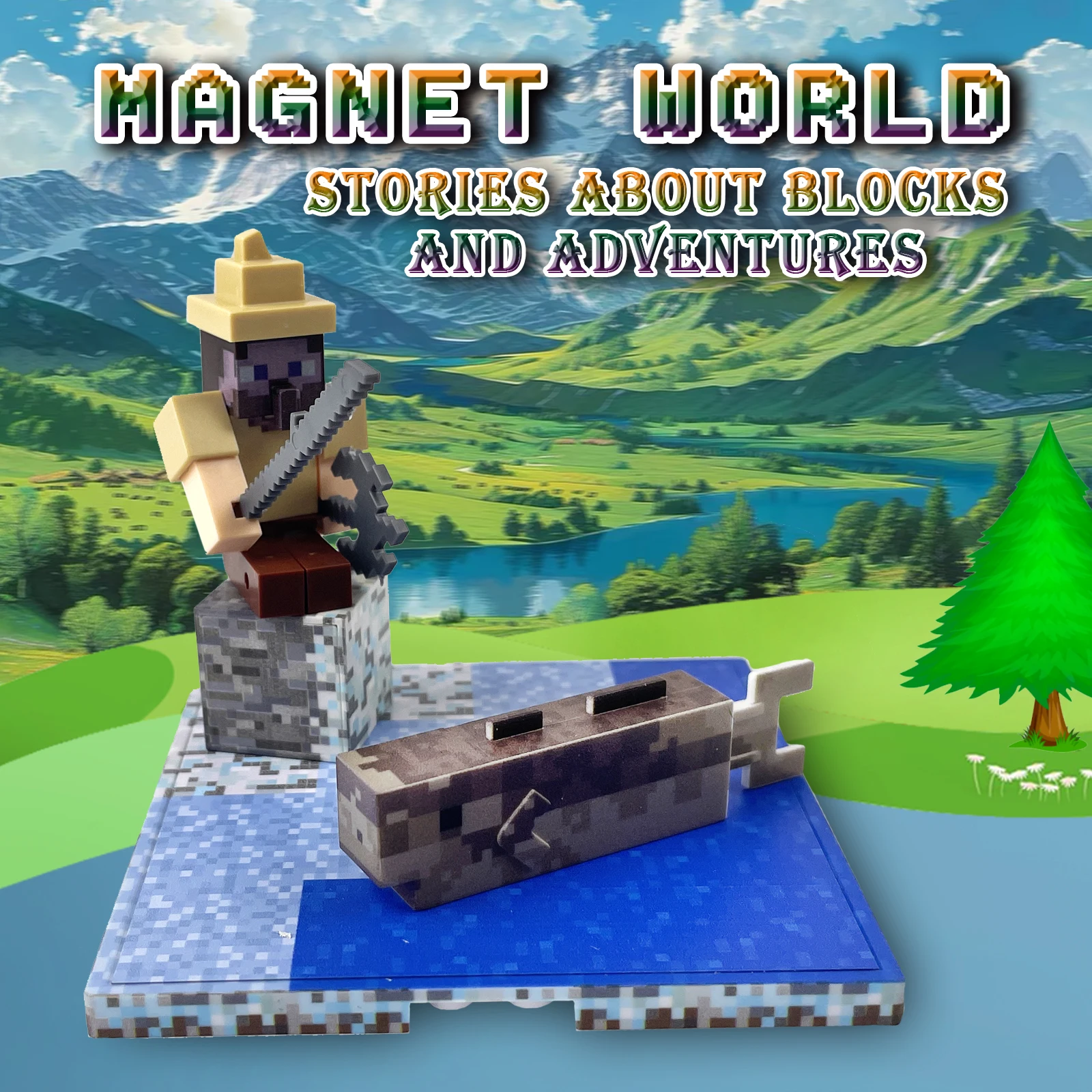 Bloques de construcción del mundo magnético, juguetes para niños, tema de pesca de invierno, cubos magnéticos, regalos, bloques apilados, juguete para niños y niñas