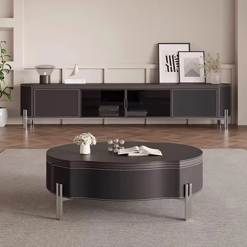 New Design High Quality Modern TV Cabinet and Coffee Table Set Solid Wood with Storage Drawer TV Cabinet Living Room Furniture