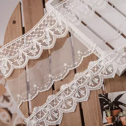 Lolita White Lace Ribbon, Sewing Accessories, 3D Butterfly Embroidery, Mesh Trimmings for Dress, Home Decorative DIY Crafts, 15Y