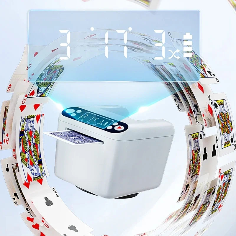 تاجر البطاقات الأوتوماتيكي OLED عرض عشوائي لتاجر البطاقات الكهربائية للتخييم في الهواء الطلق وحفلات أعياد الميلاد باللونين الأبيض والأسود