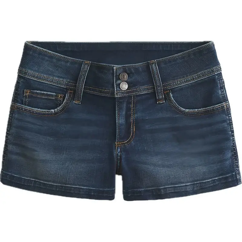 

2025 New American Retro Shorts | Double Button Low Rise A-Line Denim | Petite Booty Lifting Vintage Hot Pants Women