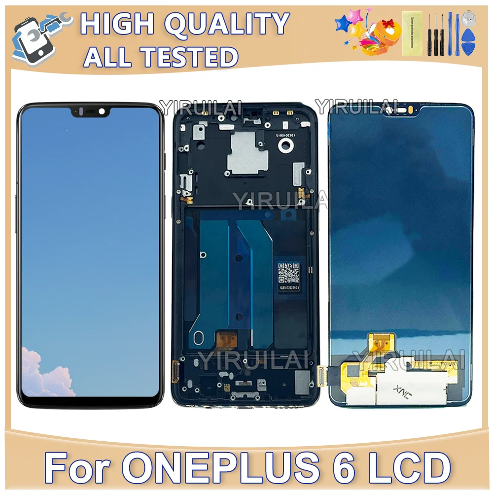 628インチoled-for-oneplus-6-lcdタッチスクリーンデジタイザーディスプレイ交換用フレーム付き1-6-lcdディスプレイスクリーン部門用