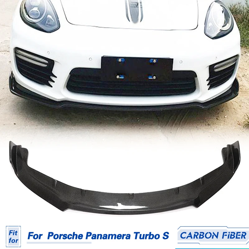 Car Front Bumper Lip Spoiler Carbon Fiber for Porsche Panamera GTS Turbo S 4-Door 2014-2016 Front Lip Chin Apron Guard Body Kit