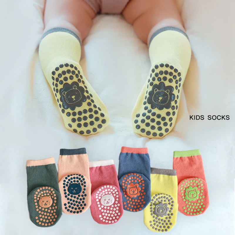 Newborn Baby Kids Socks Cute Cartoon Cat Silicone Anti-slip Children Tube Socks Cotton Girls Boys Toddler Socks 0-5 Year