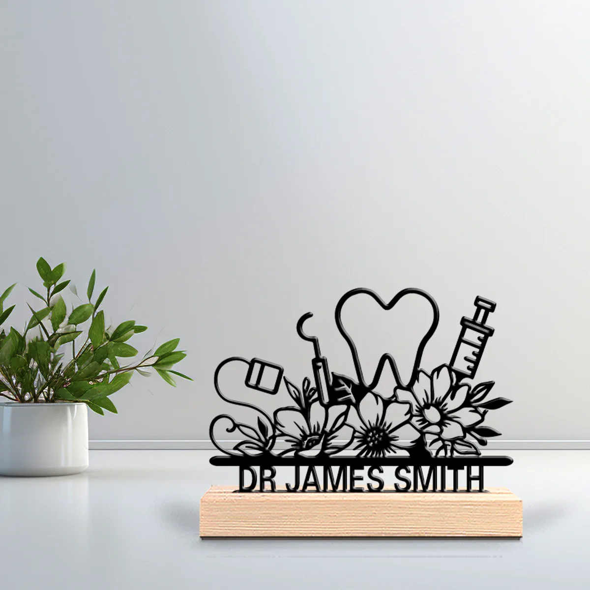 1pc Neue Design Personalisierte Benutzerdefinierte Zahn Metall Statuen Metall Kunst Mit Holz Basis Tisch Dekoration Geeignet Für Zahnärzte