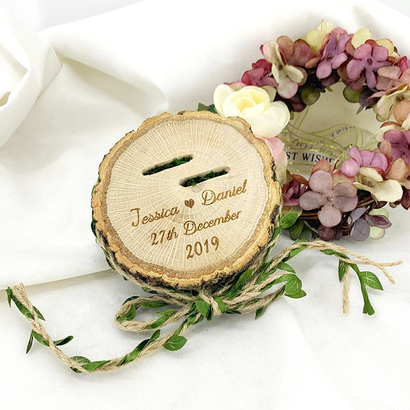 Customized Wooden Ring Box Wedding Forest Style Wedding Creative Ring Box Pair Ring Holder Proposal Rings Box