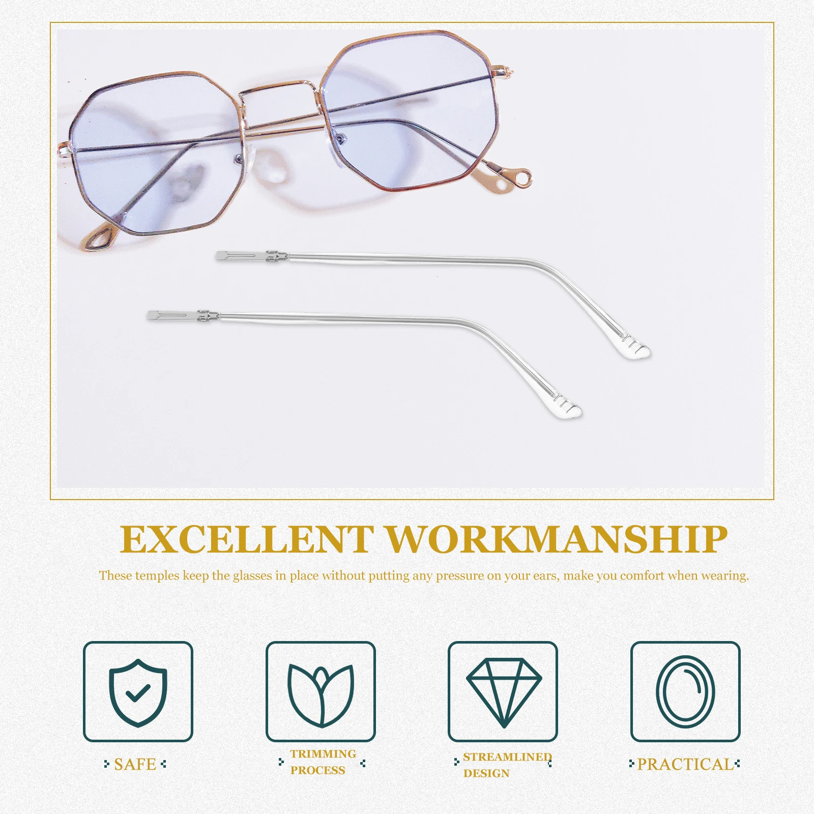 

Metal Temple Accessories 1mm Single Tooth Black Frame Glasses Arm Replacement for Eyewear Sunglasses Repair Kit Parts