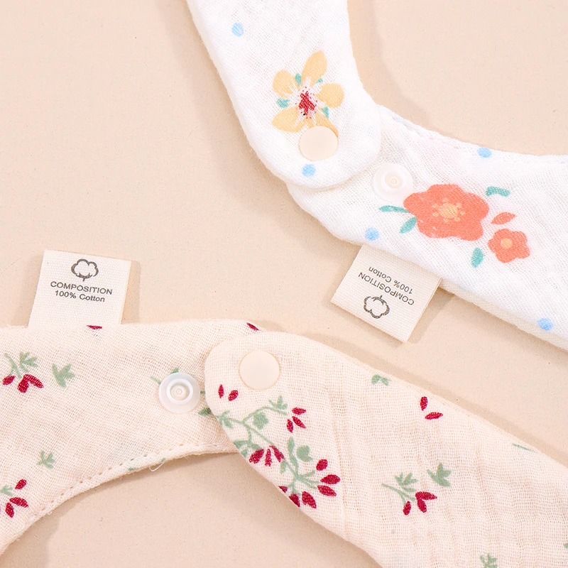 5pcs Korean Style Newborn Baby Cotton Bibs Floral Pastoral Type Baby Burp Bandana Scarf Boys Girls Cloths Saliva Towel