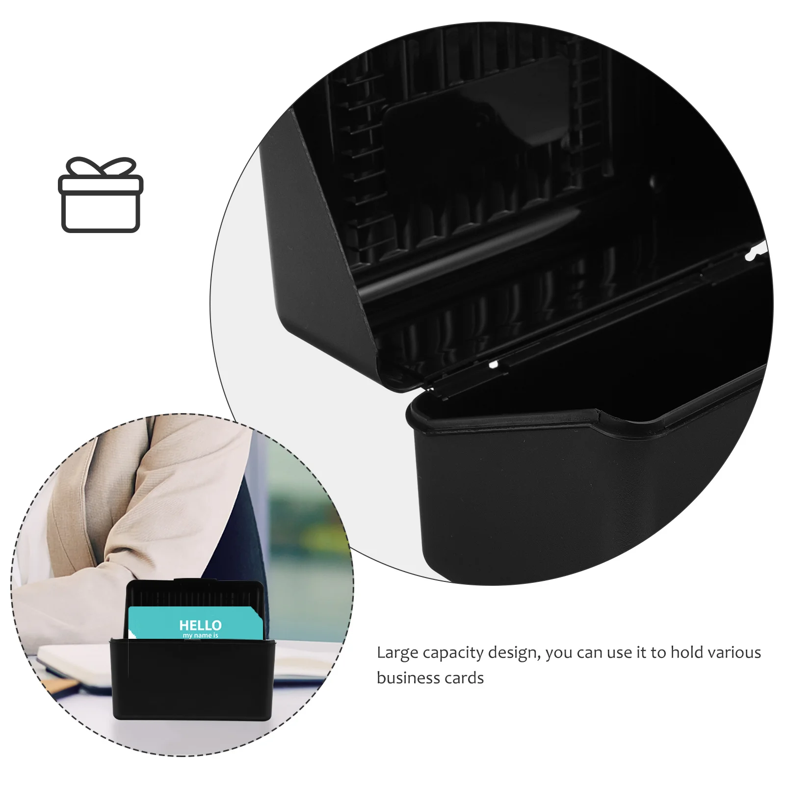 صندوق بطاقات العمل سعة كبيرة منظم سطح المكتب غطاء غبار حامل بطاقات المكتب المحمولة حافظة تخزين بطاقات الاسم القوية #1