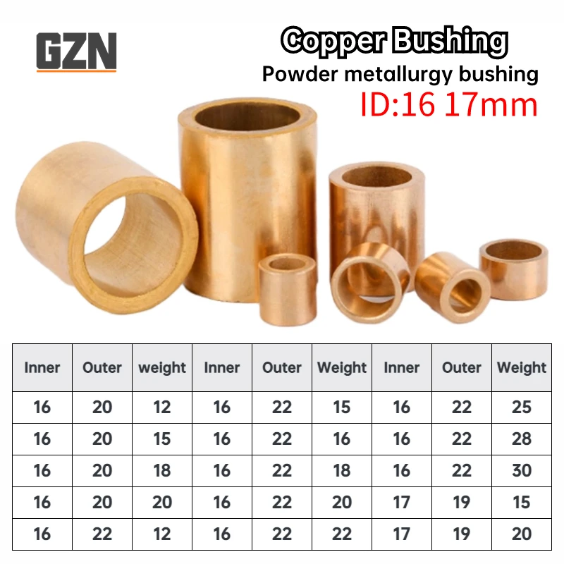 2/4PCS Free Shipping Inner Diameter 16mm Brass Bushing Powder Metallurgy Oil Bearing Copper Bushing Wear-resistant Guide Bushing