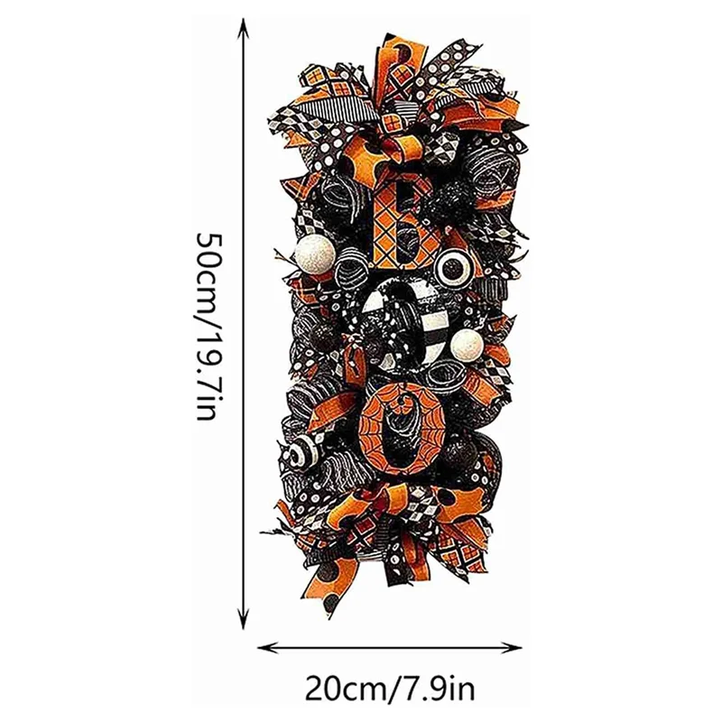 A59E-1 قطعة إكليل غنيمة الهالوين إكليل الخريف عنكبوت الهالوين وشبكة وأشرطة إكليل غنيمة