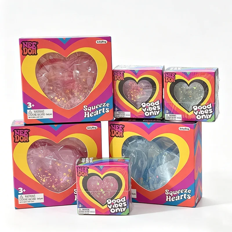 Needoh Heart Collection Giant & Mini Heart Squishy Toy Glitter Colorful Maltose Anxiety Heal Relax Release the Mood Leisure Gift