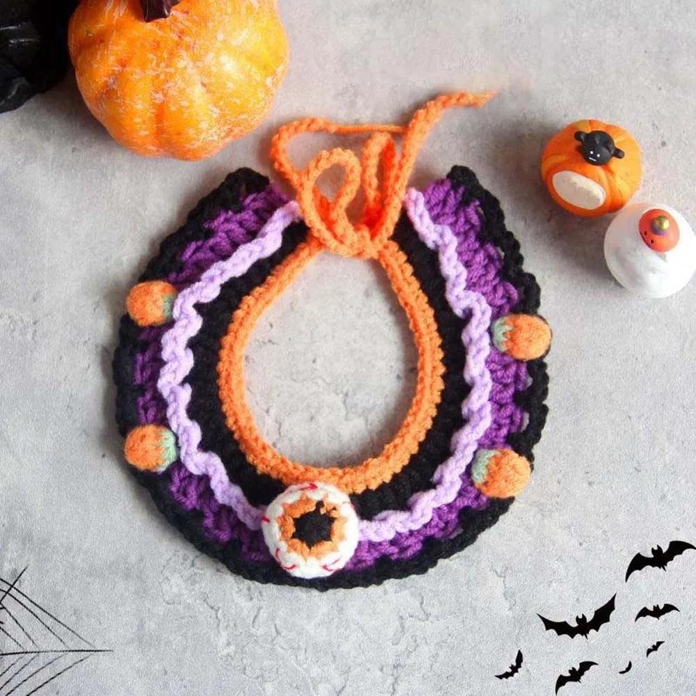 

Creative Breathable Halloween Pets Costumes Clothes Ghost Halloween Cat Headgear Hollow Tie Cat Woven Hat Bib Festival Party