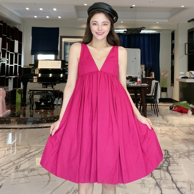 

Pink Fall/Winter Style 2023 New V-neck Dress 0909