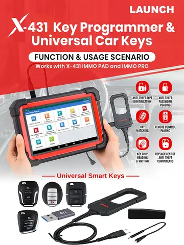 Launch X431 Key Programmer Remote Maker with Super Chip 4pcs Universal Remote Smart Key for X-431 IMMO Elite/IMMO Plus/PAD V