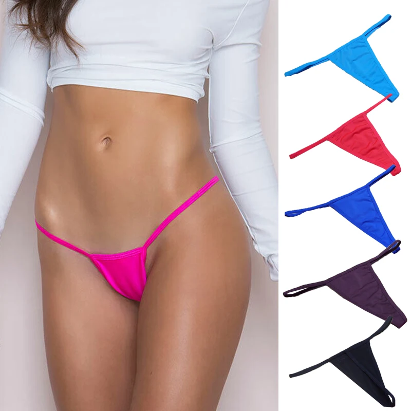 

Sexy Women Solid Color G-strings Soft Breathable Thongs Lingerie Briefs Mini Beach Bikini Female Low Waist Panties Underwear