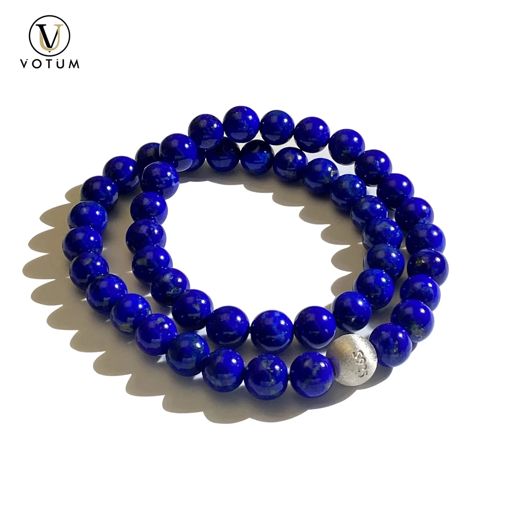 

Votum натуральный лазурит браслет из бисера для женщин стерлингового серебра 925 пробы серебряная бусина минималистичный подарок мужские синие ювелирные изделия из драгоценных камней