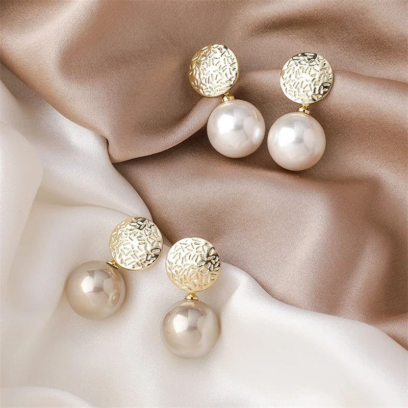 2024 New Korean Luxury Elegant Imitation Pearl Dangle Earrings for Women Fashion Sweet Water Drop Jewelry Gifts Wholesale