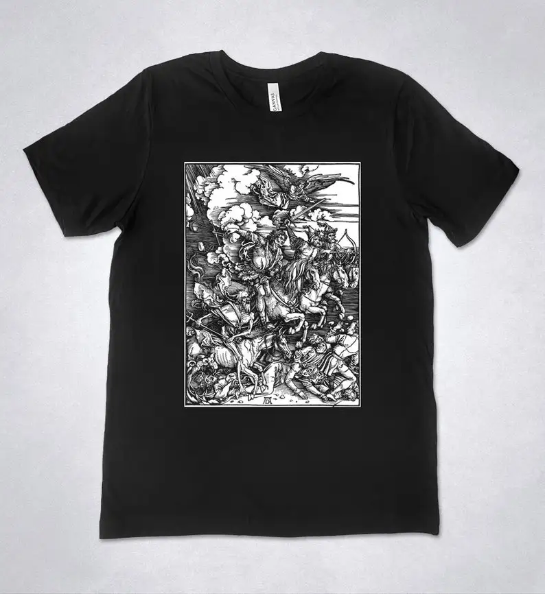 

Albrecht Durer t-shirt - Four Horsemen of the Apocalypse, German Renaissance art shirt, Woodcut t-shirt, Religious art, Gothic A