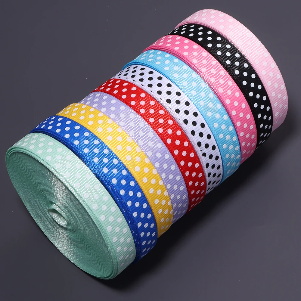 10Yards 10mm Druck Polka Dots Polyester Satin Band Hochzeitsfeier Dekoration Geschenkverpackung Haarbögen DIY Weihnachtszubehör – Detail 6