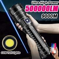 500000LM Ultra Bright LED Flashlight Bult-in Battery Most Powerful Flashlights Tactical Lantern COB Lights Emergency Spotlights