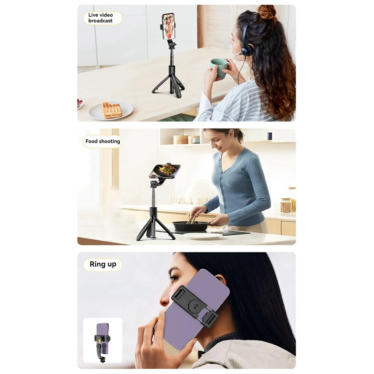 L21 Selfie Stick Floor-Standing Tripod with Extendable Rod Remote Control for Android & IOS