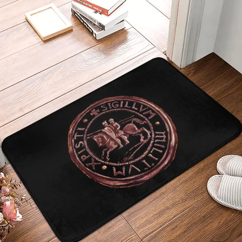 Medieval Seal Of The Knights Templar Doormat Anti-Slip Bathroom Kitchen Mat Living Room Door Floor Entrance Carpet Rug