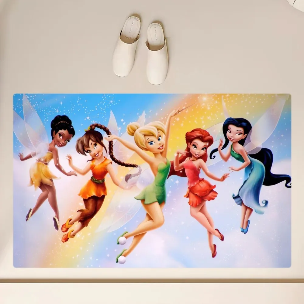 MINISO Disney Tinkerbell Floor Mat  Anti-Slip Bathroom Kitchen Bedroom Living Room Entrance Rug Home Decor